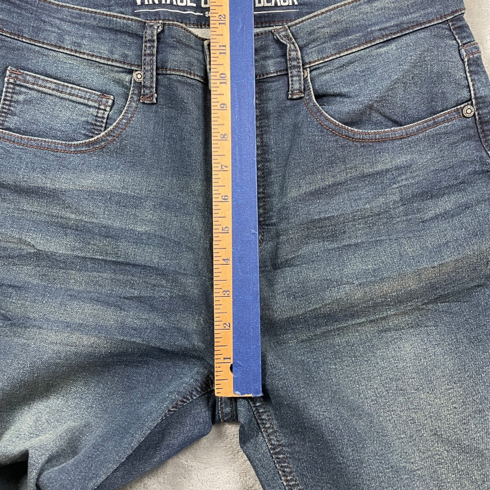 Vintage Genes Black Men's Slim Fit Jeans Blue Medium Wash Stretch 33x32 Casual - Picture 8 of 16
